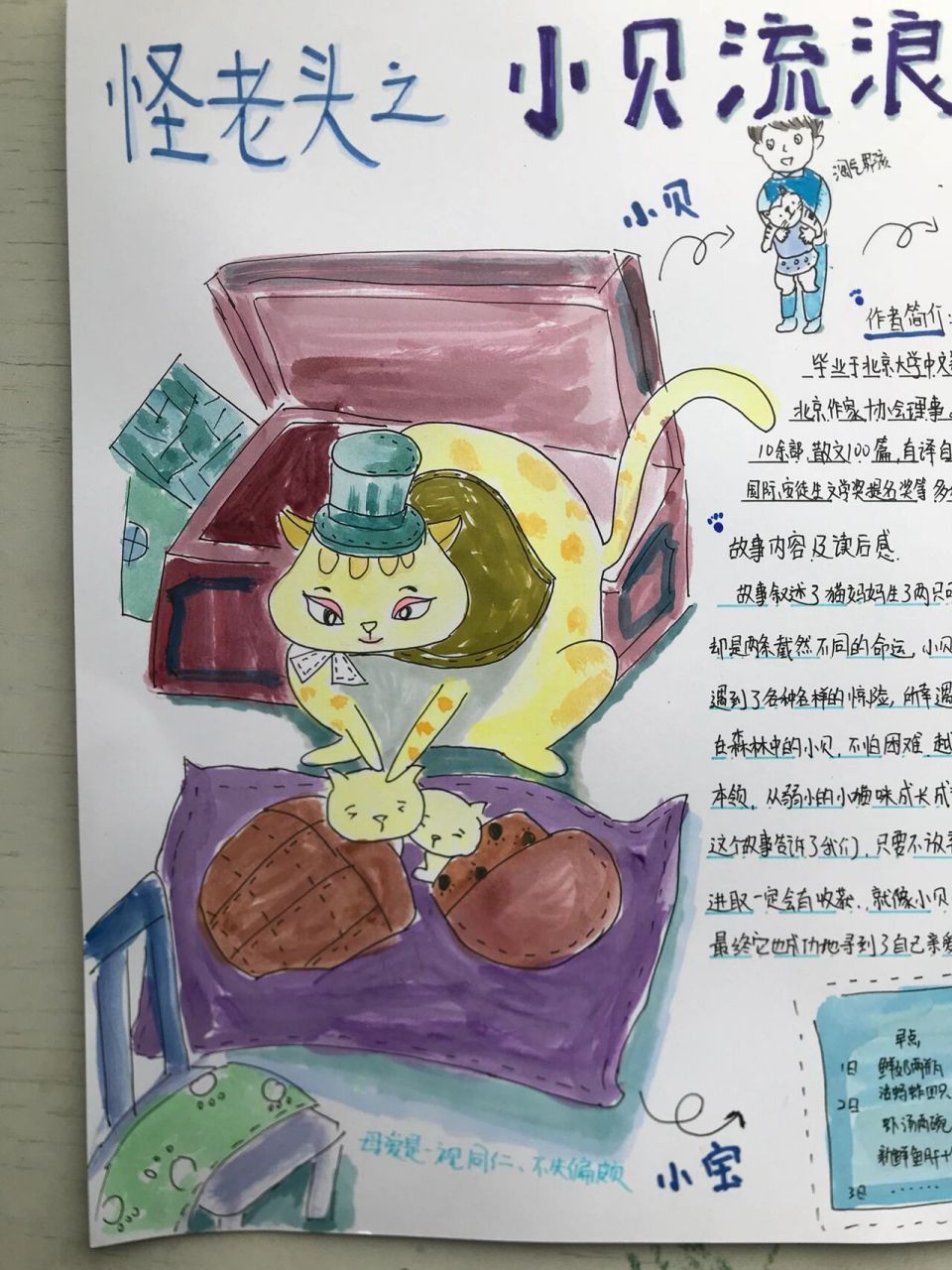 三年级-阅读小报-怪老头手抄报 三年级手抄报-怪老头-小贝流浪记 阅读