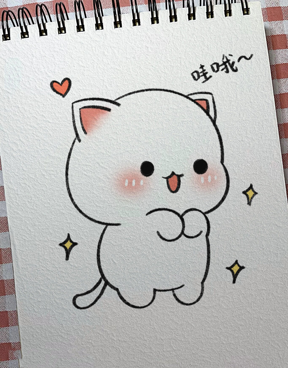 简笔画打卡15/零基础也能学会的可爱小猫 来自粉丝投稿 临摹作品 欢迎