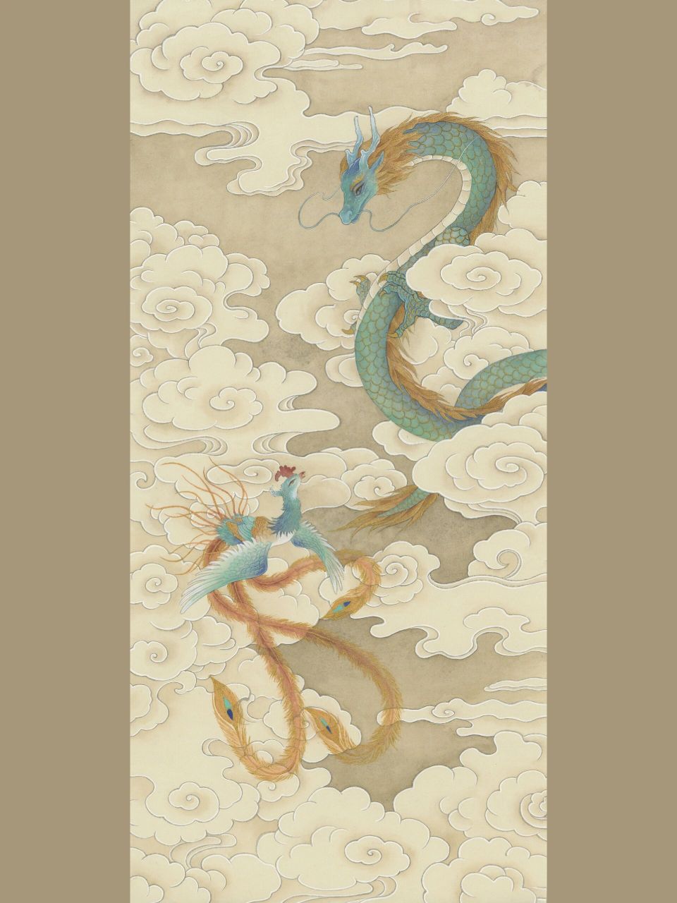 工笔|龙凤呈祥 龙起九州,凤舞祥云