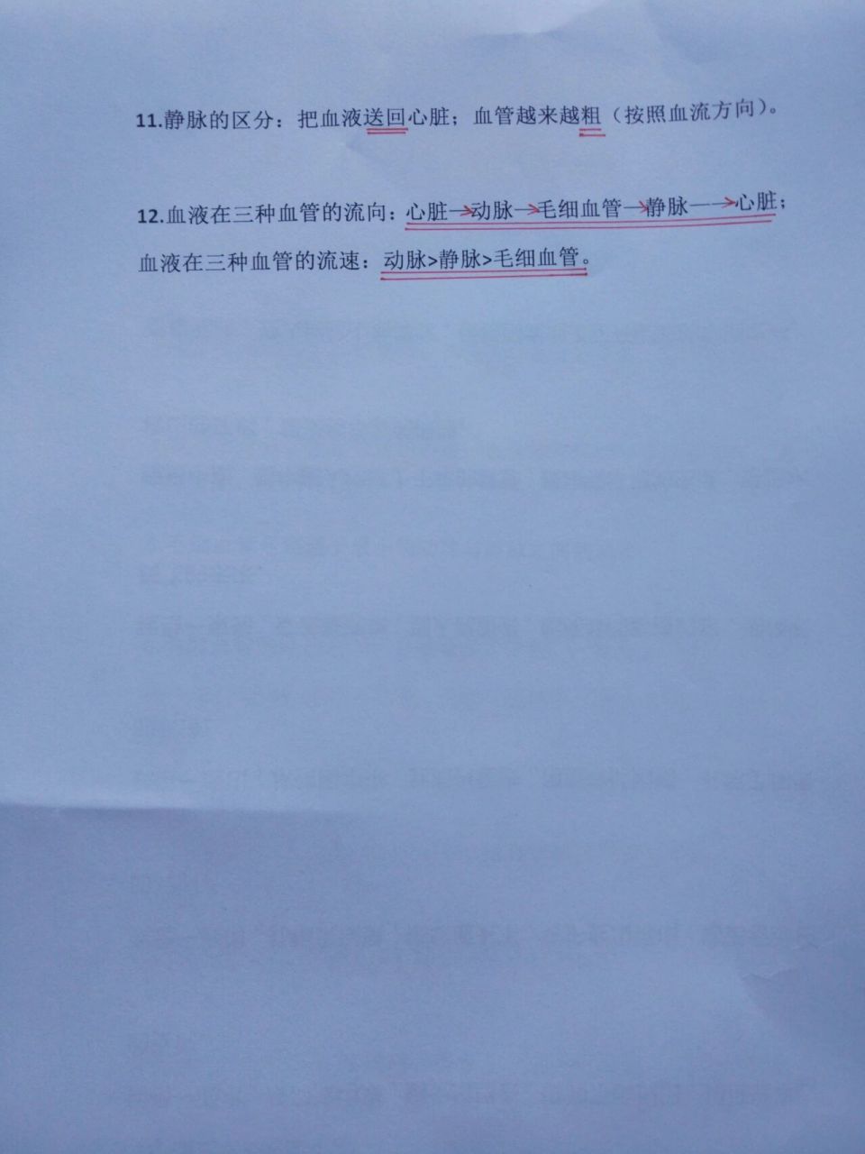 七下生物第四章笔记(1) ‖第四章人体内物质的运输 第一节知识点归纳