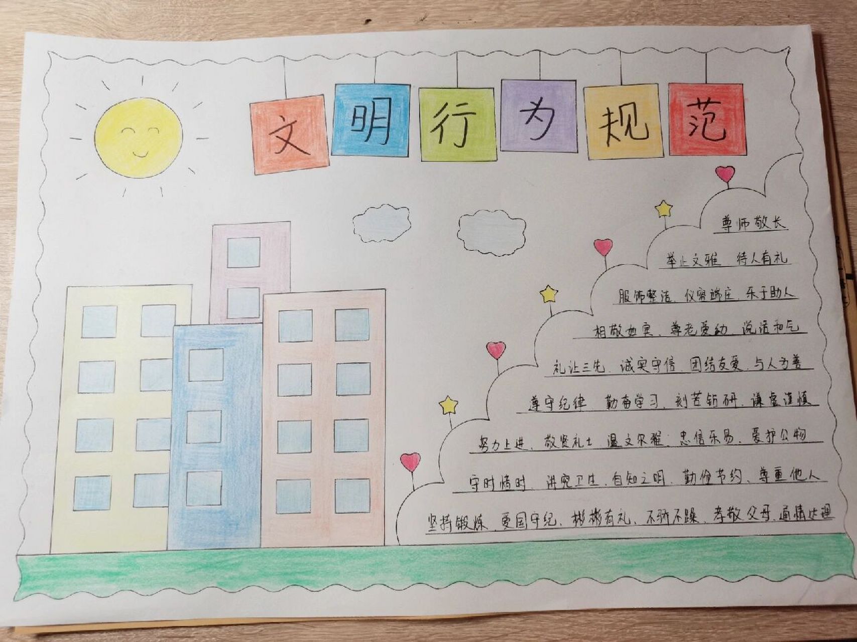 一年级行为规范手抄报 小学一年级行为规范手抄报完成
