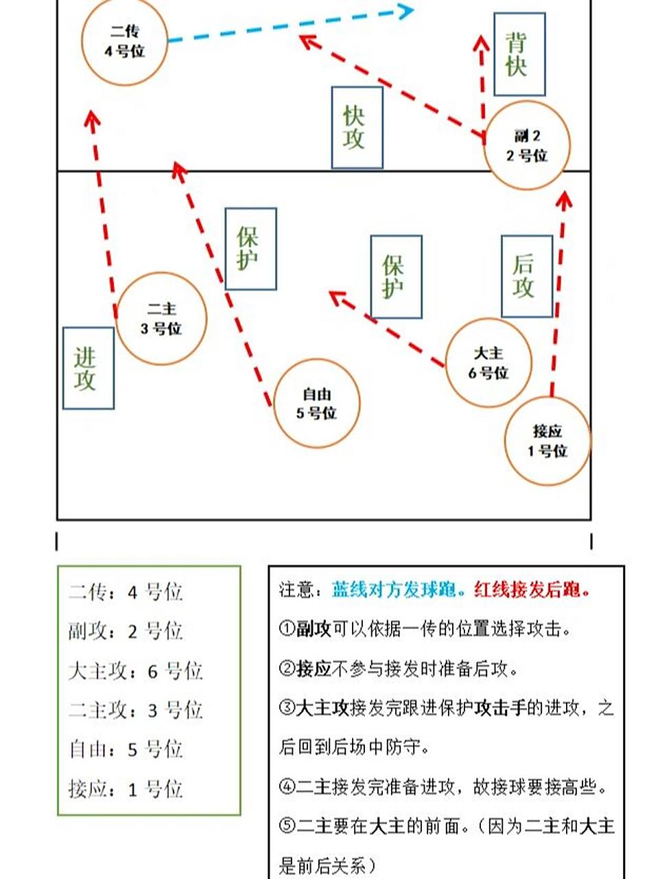 排球96‖接发站位和跑位(2) 本期的位置一样是【一五阵型】,二传的