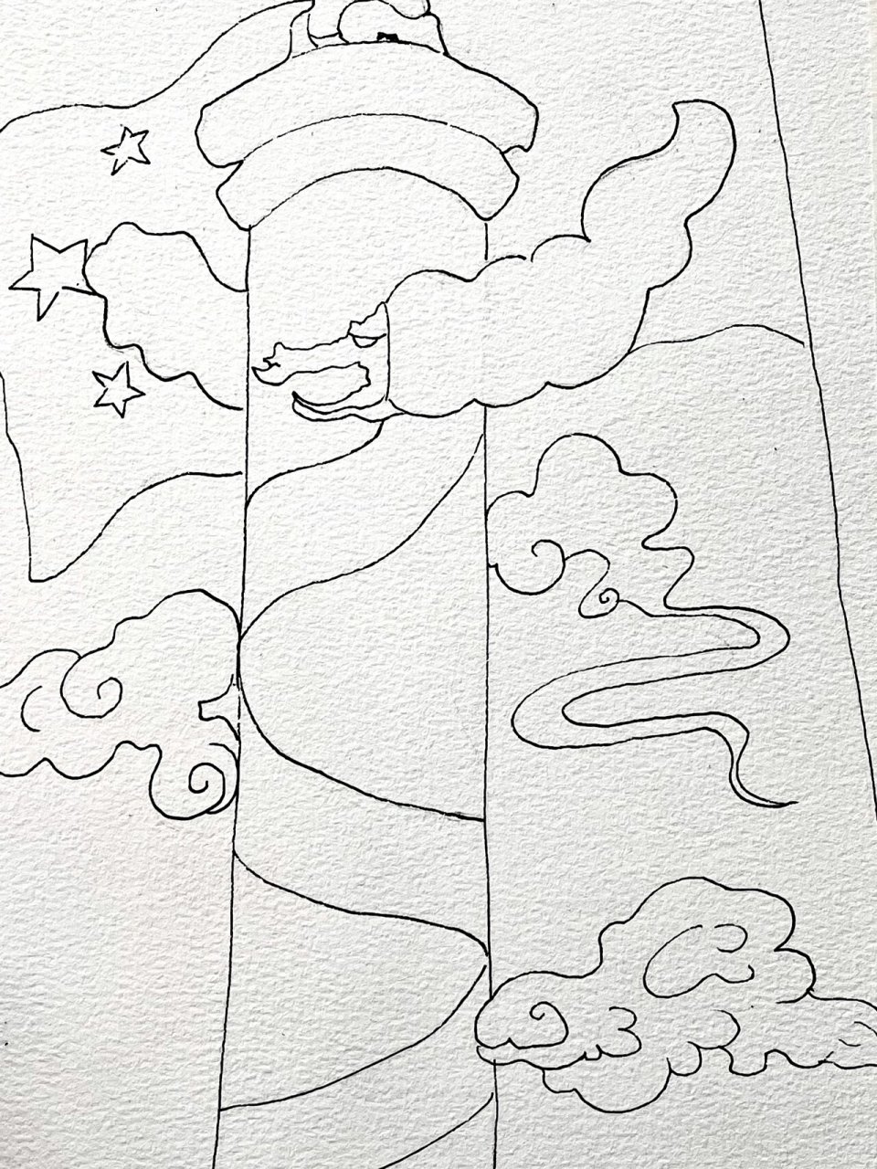 错呢🥳🥳 一根大长柱从下到上,竖线一定要直,一条龙盘绕在柱子上