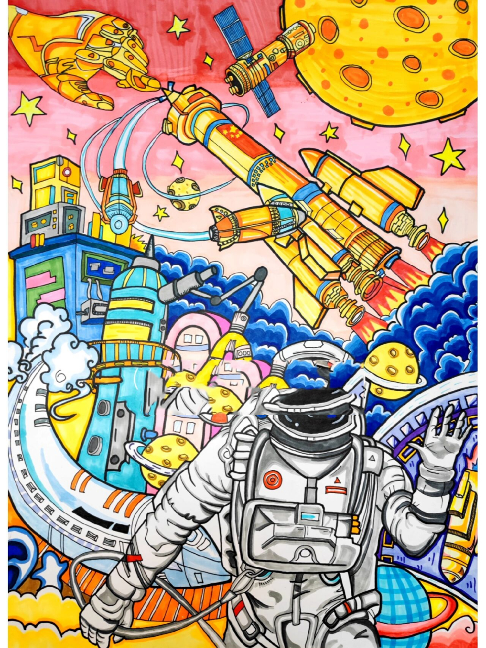 科技 科幻画 内附线稿 科技画,科幻画,内附线稿,前段时间小朋友参加