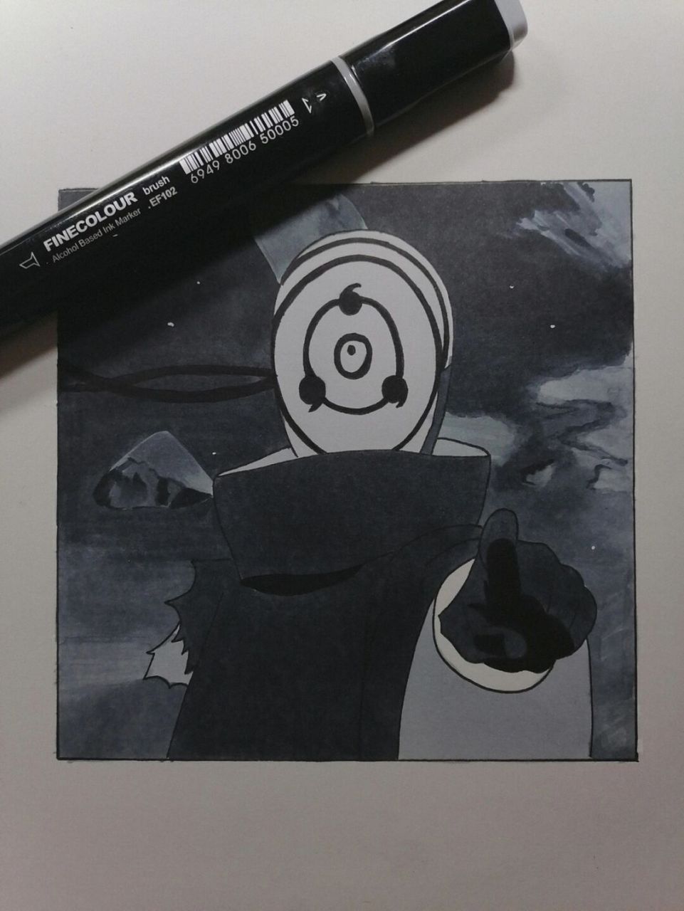 白面具带土 #火影忍者# #手绘教程# #带土# 背景难画