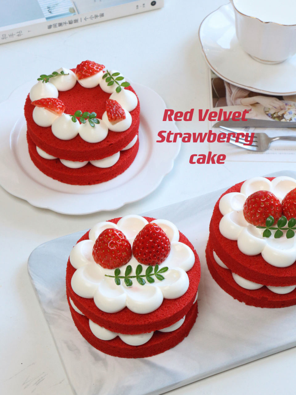 一人食ins风花朵蛋糕Ⅰ红丝绒草莓Ⅰ新年开运 hi姐妹们,新年开运甜品