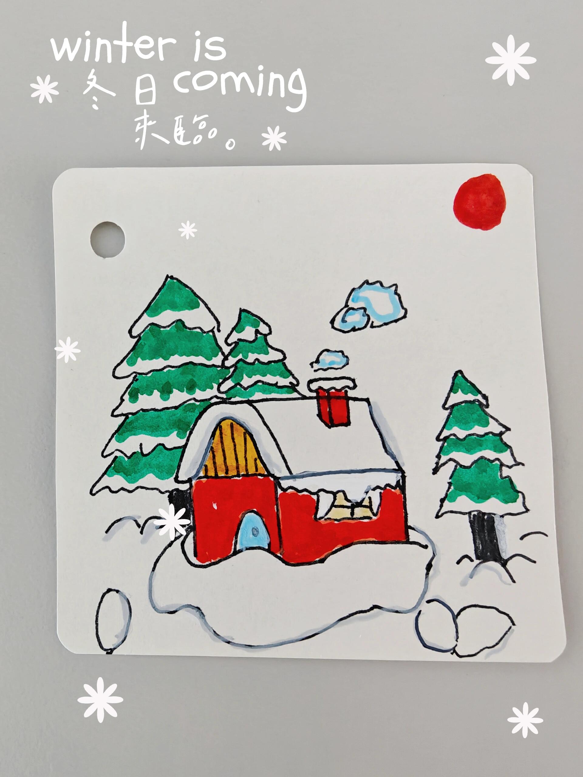 冬日雪景 大雪压青松,青松挺且直. 简笔画打卡第57 天
