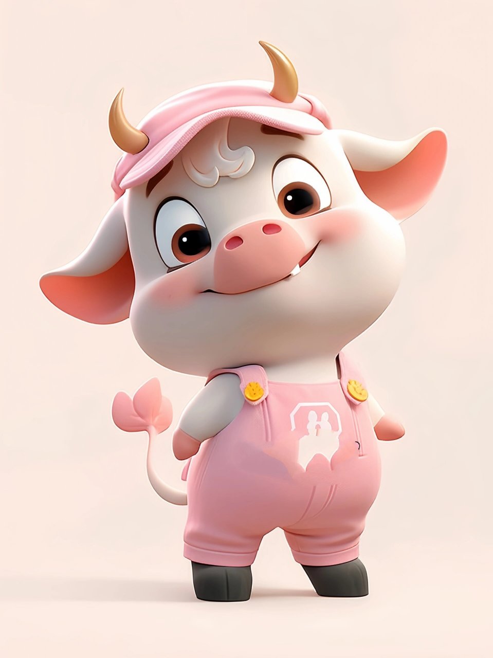 可爱的粉色牛宝宝