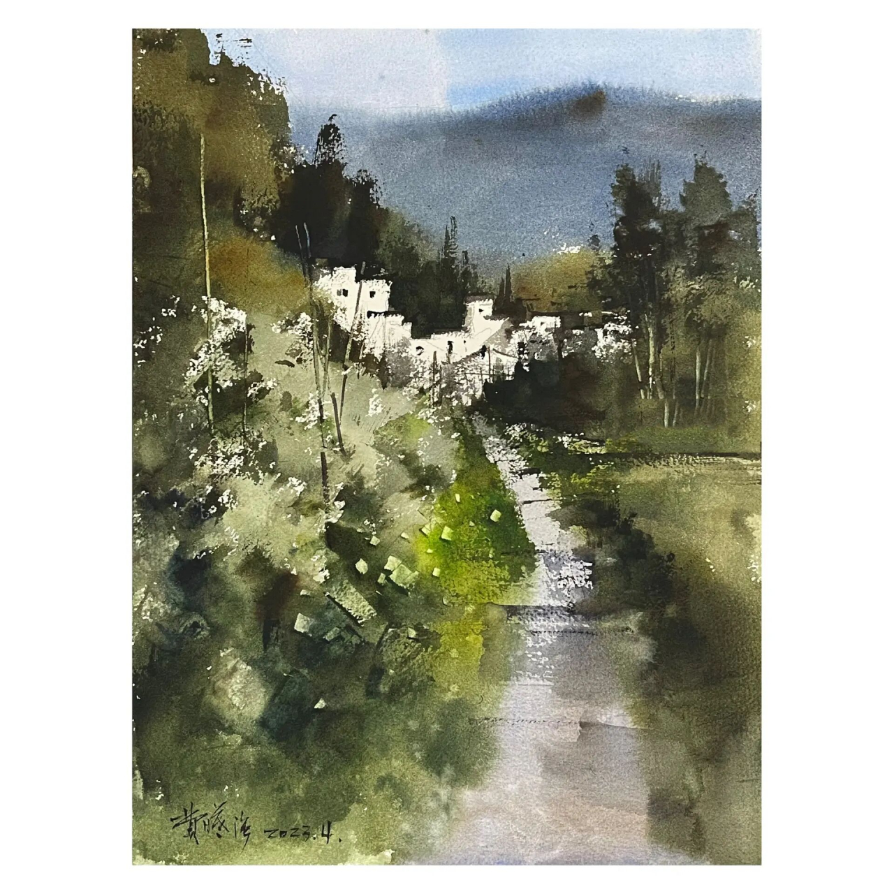 【水彩】婺源第三天下午 第三天下午室内画画:乡间小路,康源山庄之晨