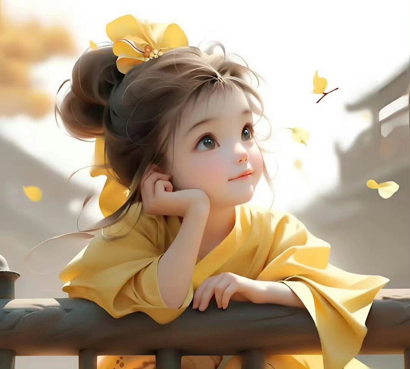 古风邻家女孩赏秋头像,呆萌可爱