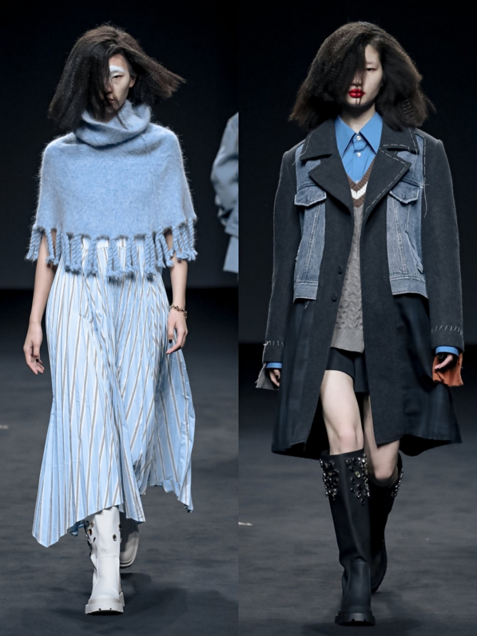 栋梁runway×junwei lin 2021 aw junwei lin将以往的成衣进行拆解