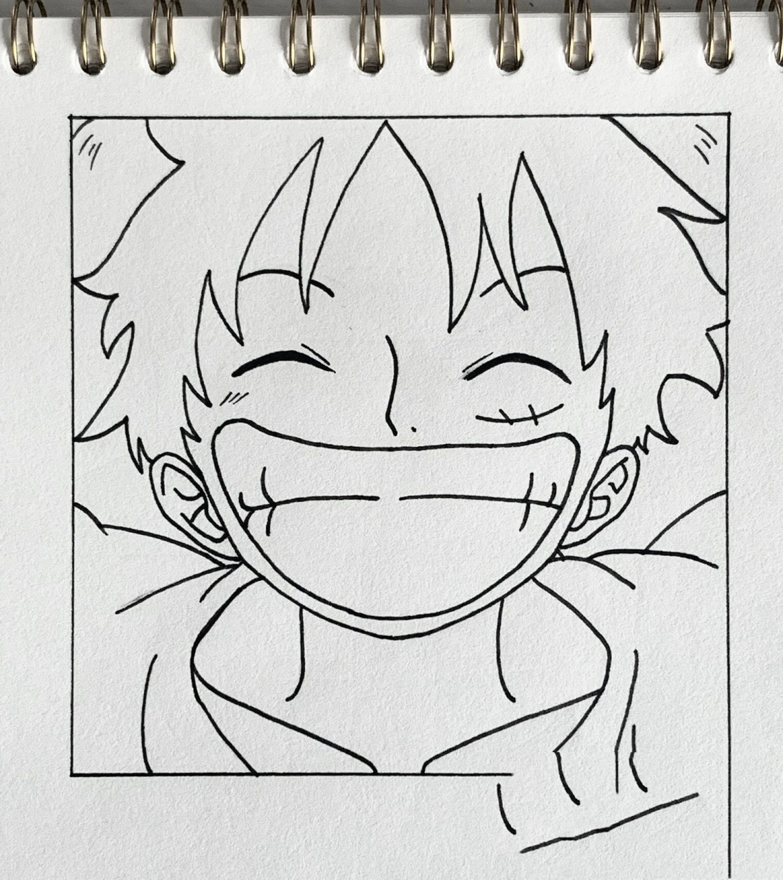 手绘|海贼王·路飞 附上色过程    ——— 边框:12x12cm 96:法卡勒