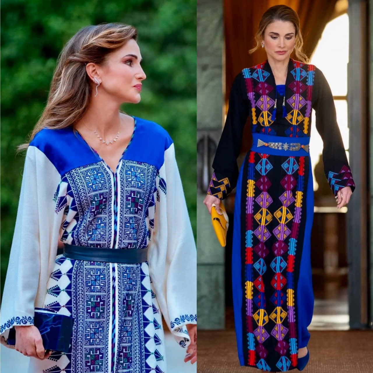 太美了!约旦王后传统服饰穿搭