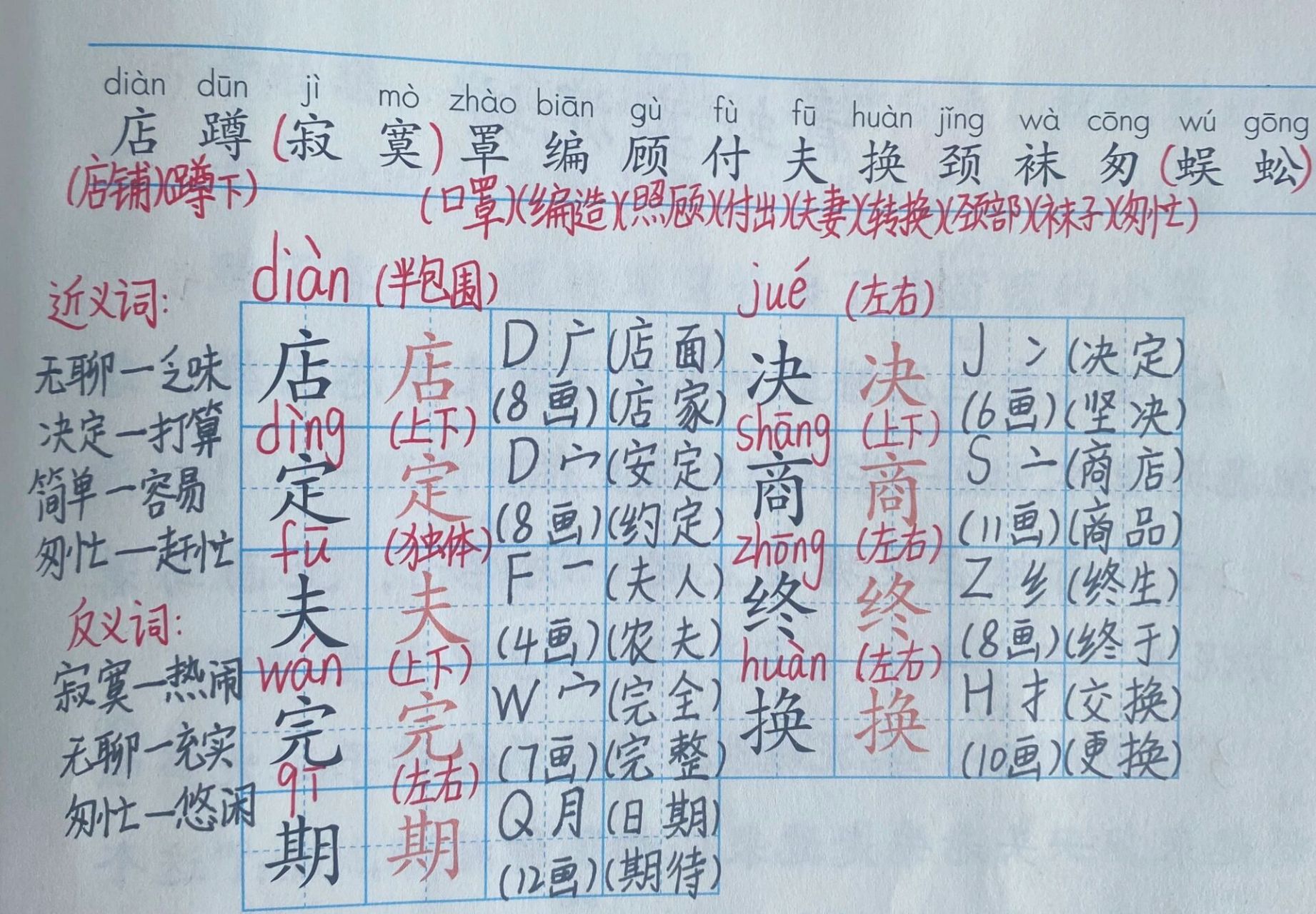 二年级下册语文第20课《蜘蛛开店》 第20课《蜘蛛开店》课后生字组词.