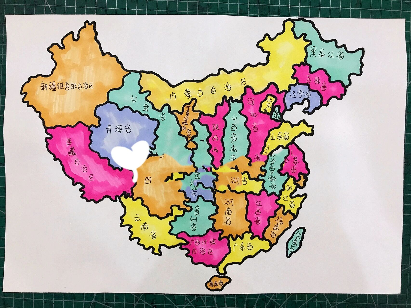 地图手绘 私信可代画各类主题画手抄报 专业美术老师代画五年多 暑假