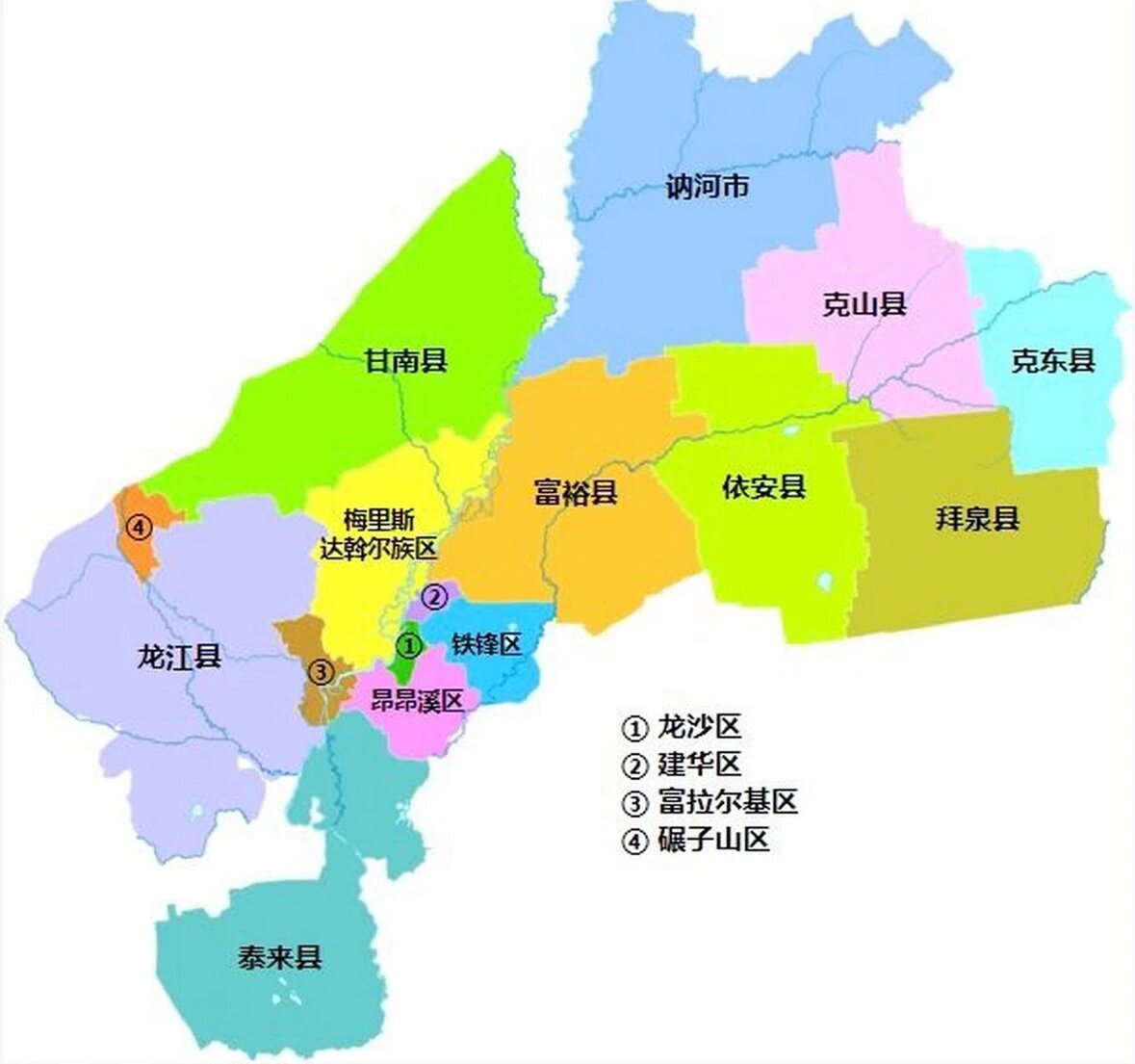 黑龙江省各地市政区图(十一):齐齐哈尔市