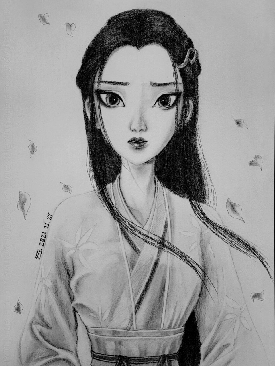 白娘子素描图片