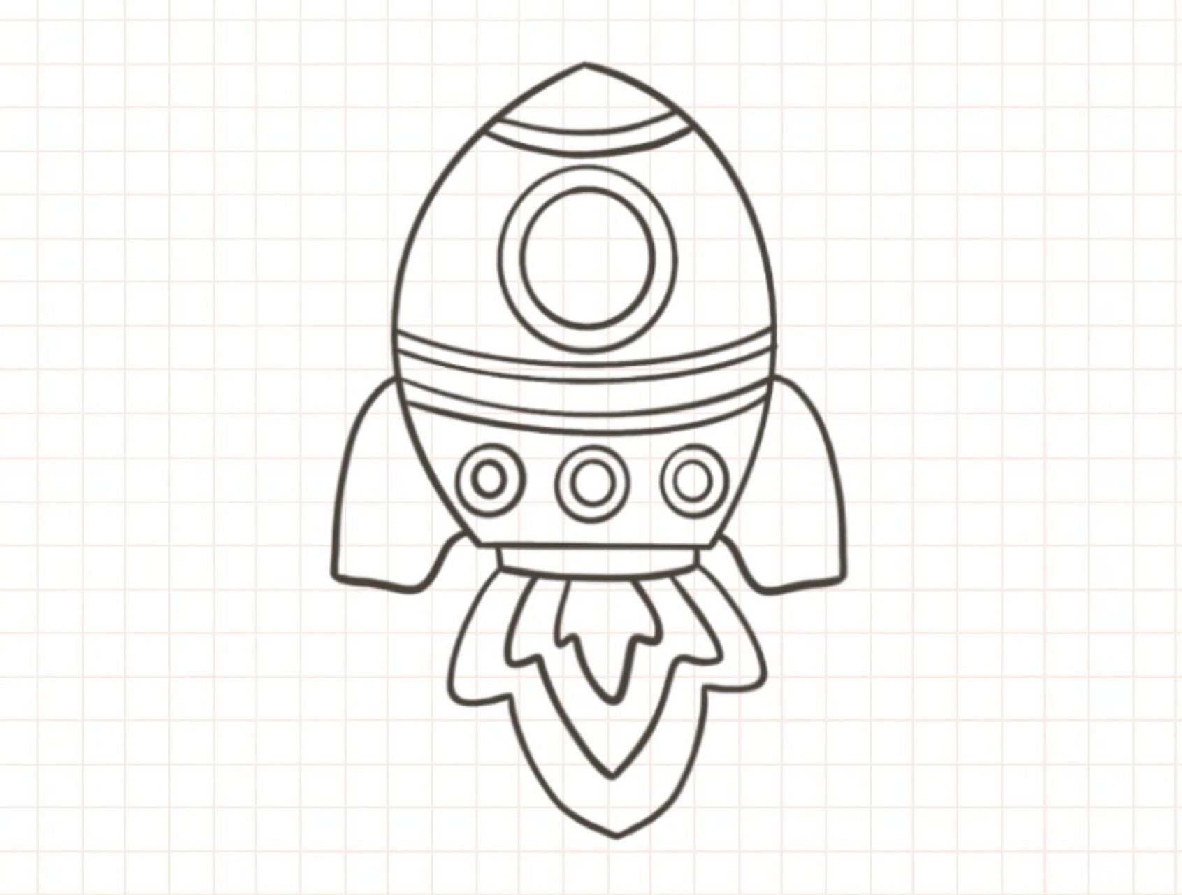 高级火箭简笔画 简单图片