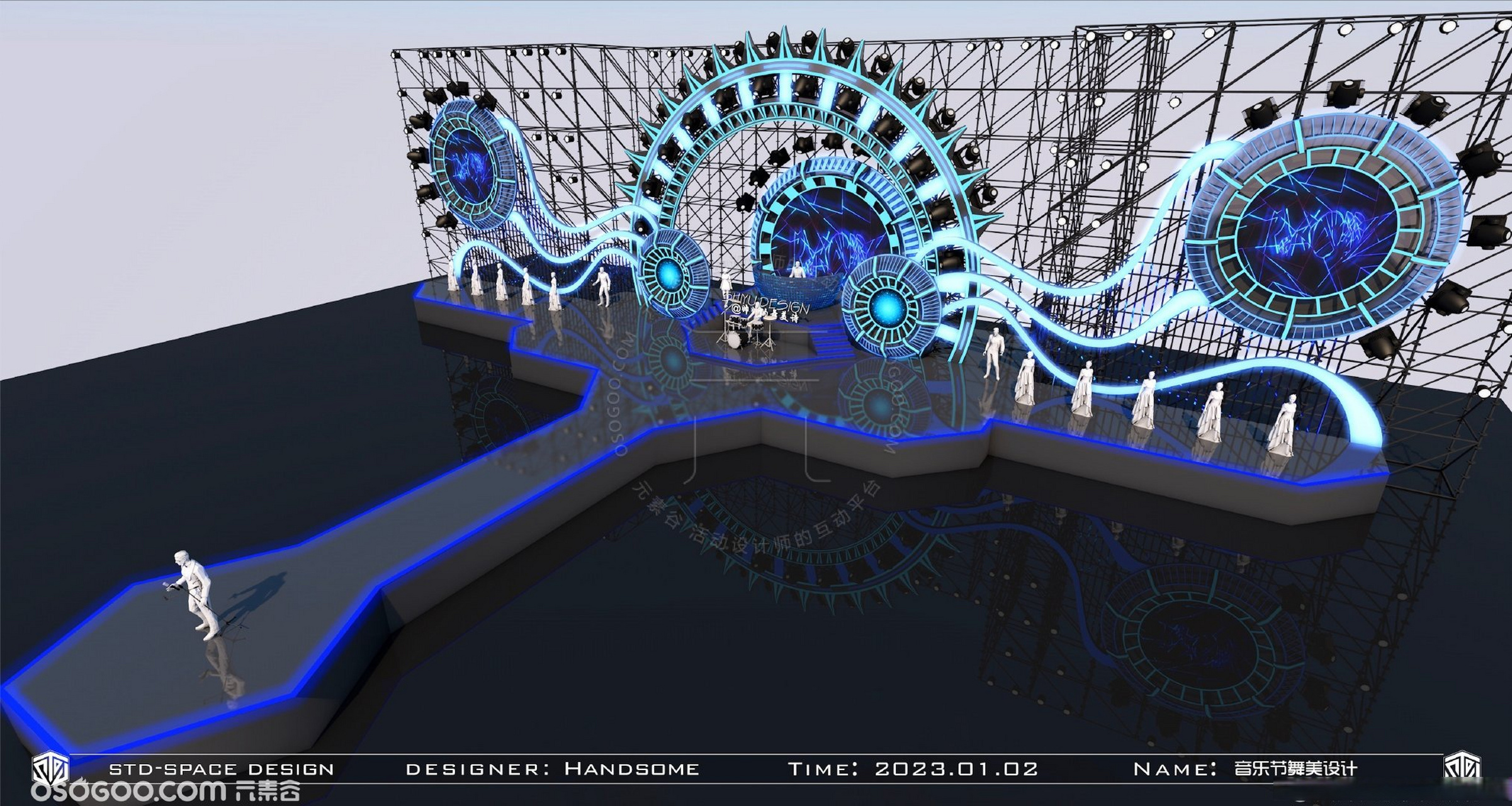 电音节舞台设计,音乐节舞美设计,演唱会舞台设计.#元素谷