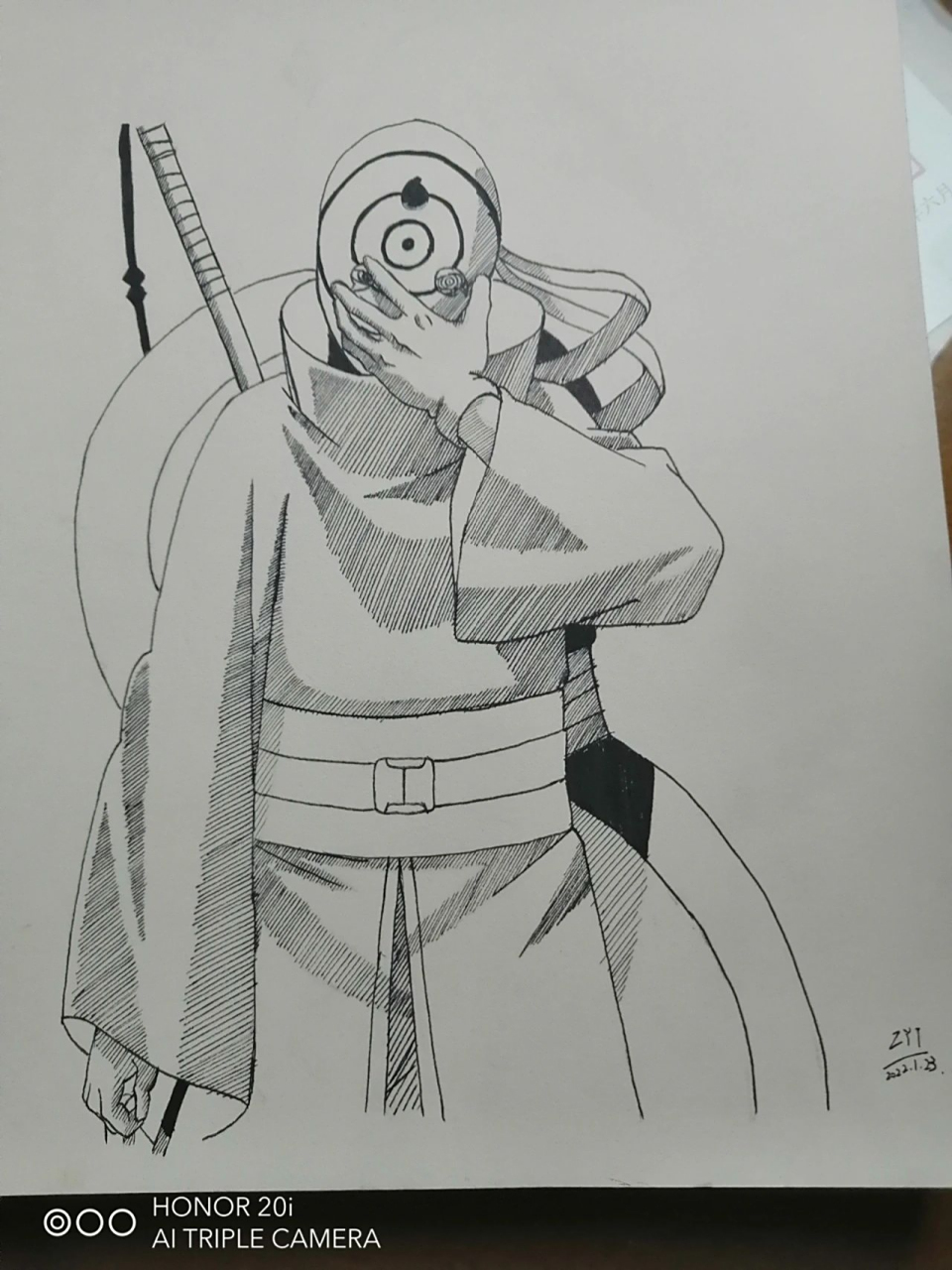 火影忍者手绘「宇智波带土」 一个喜欢琳但却不敢向她表白,但却又是一