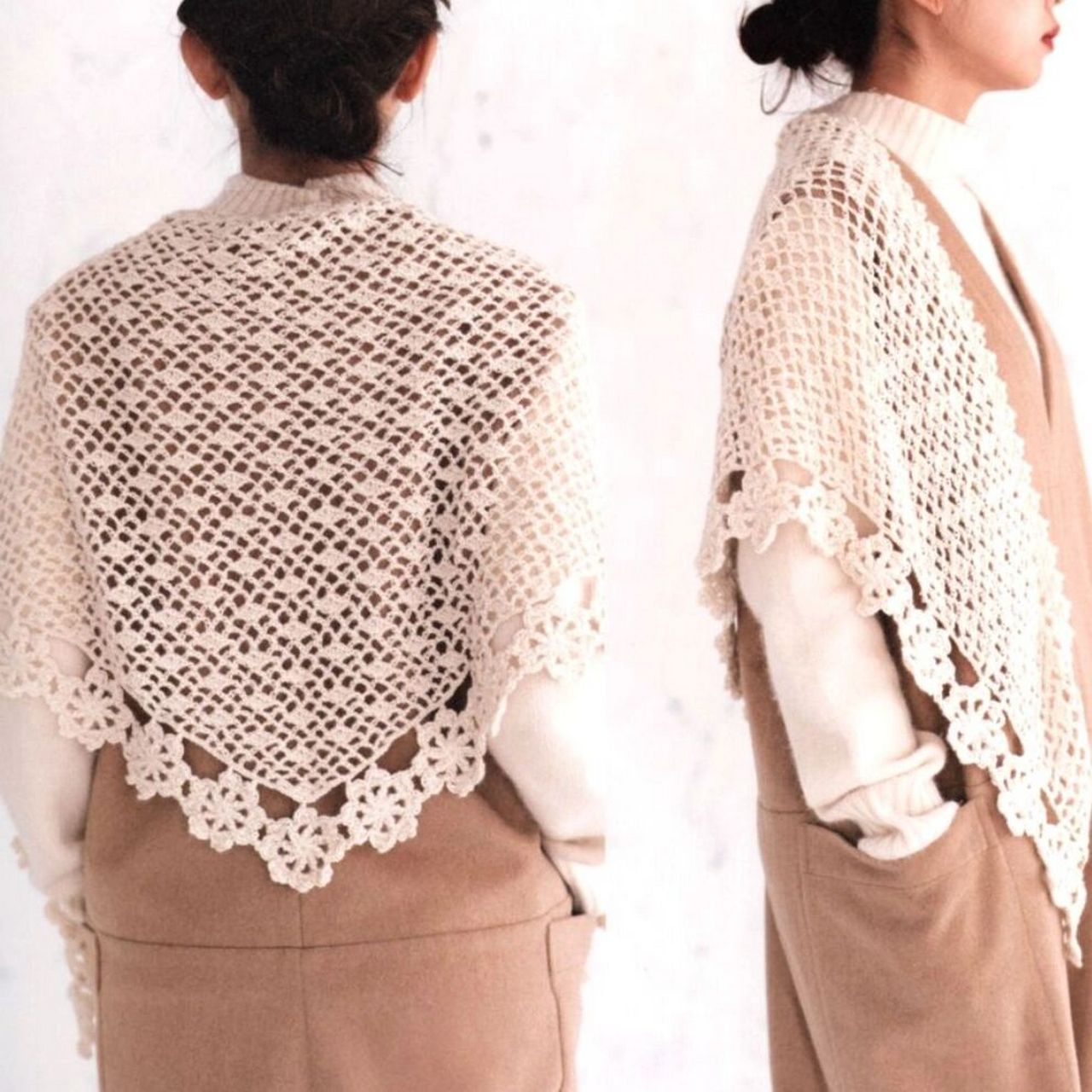 钩针披肩|简单清爽的钩针披肩,很百搭