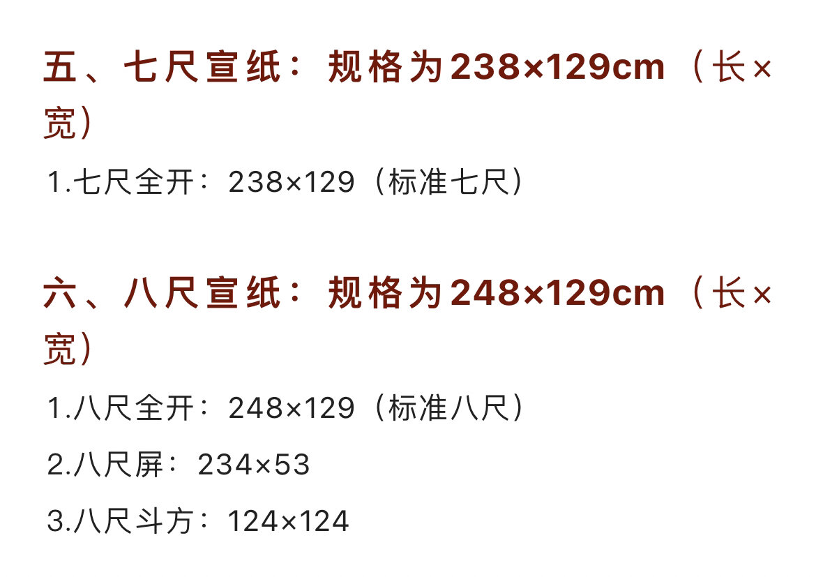 宣纸尺寸大全·背不下来就收藏起来·老09