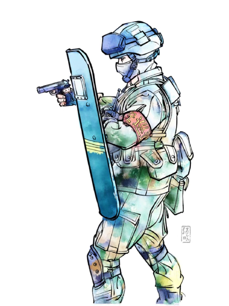 《特种部队41》钢笔人物画 线性速写