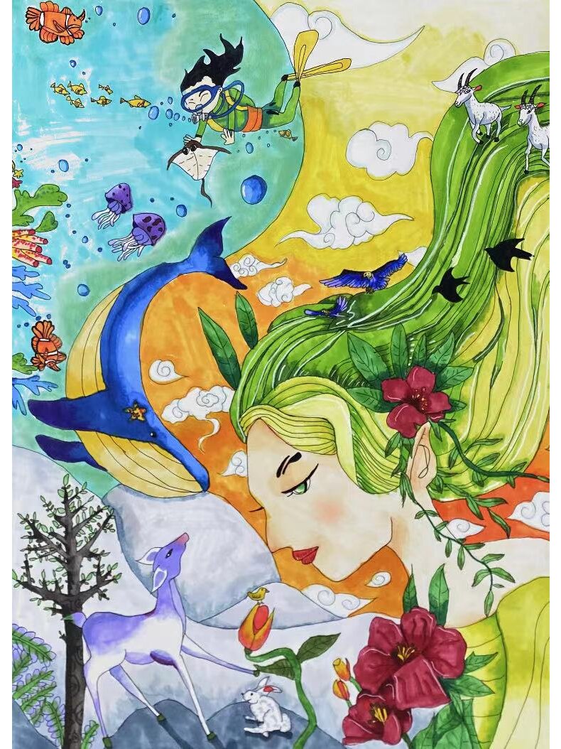 创意美术环保主题获奖作品99同一个地球