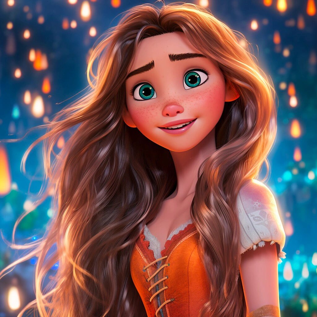 disney迪士尼风可爱卡通长发女孩头像