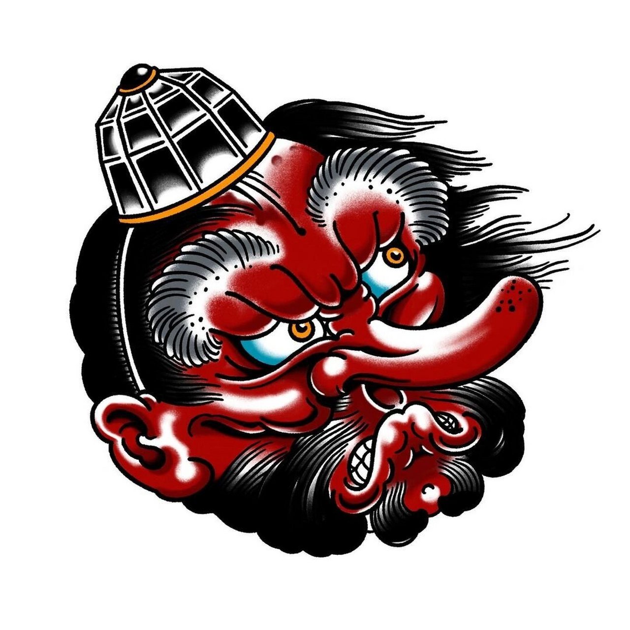 分享几张日式传统天狗题材图案 天狗,日本神话传说中的一种生物.