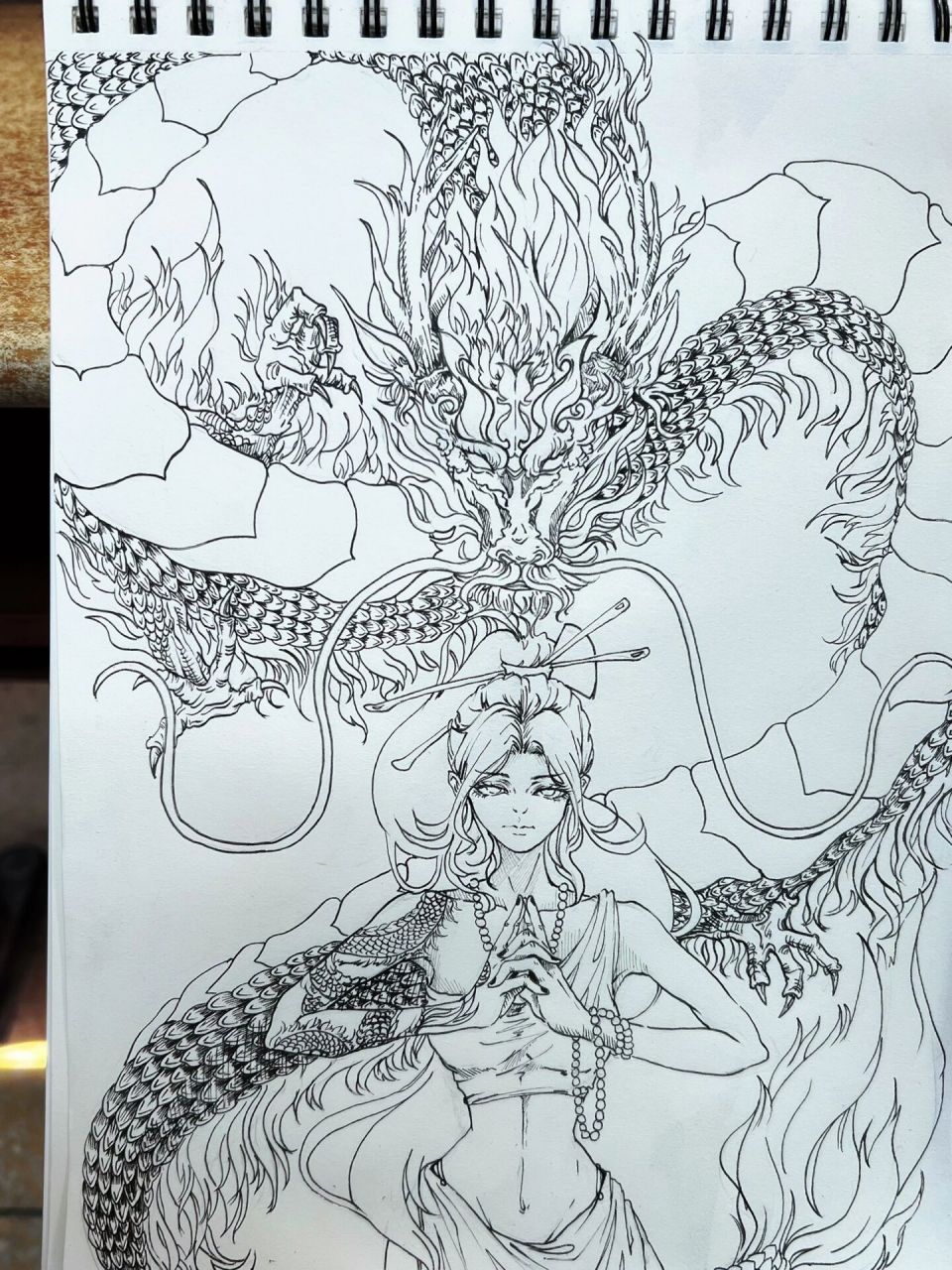 摸鱼画的十二生肖辰龙插画线稿 (有过程 开始发了一次又删了 想攒够四