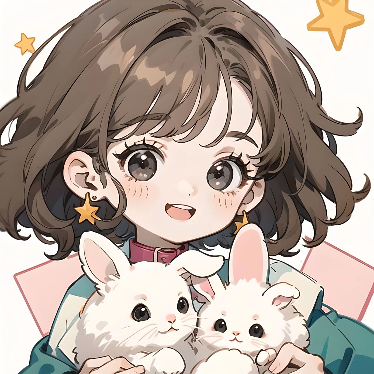 抱着小兔子的可爱女生头像|卡通q版 #可爱头像# #动漫女生头像# #好看