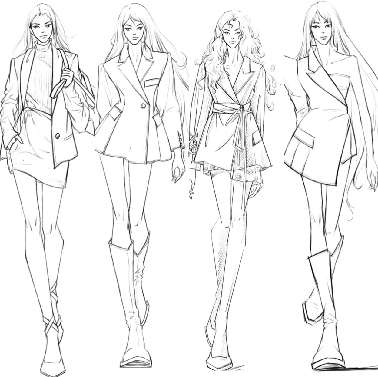 服装设计西服线稿合集