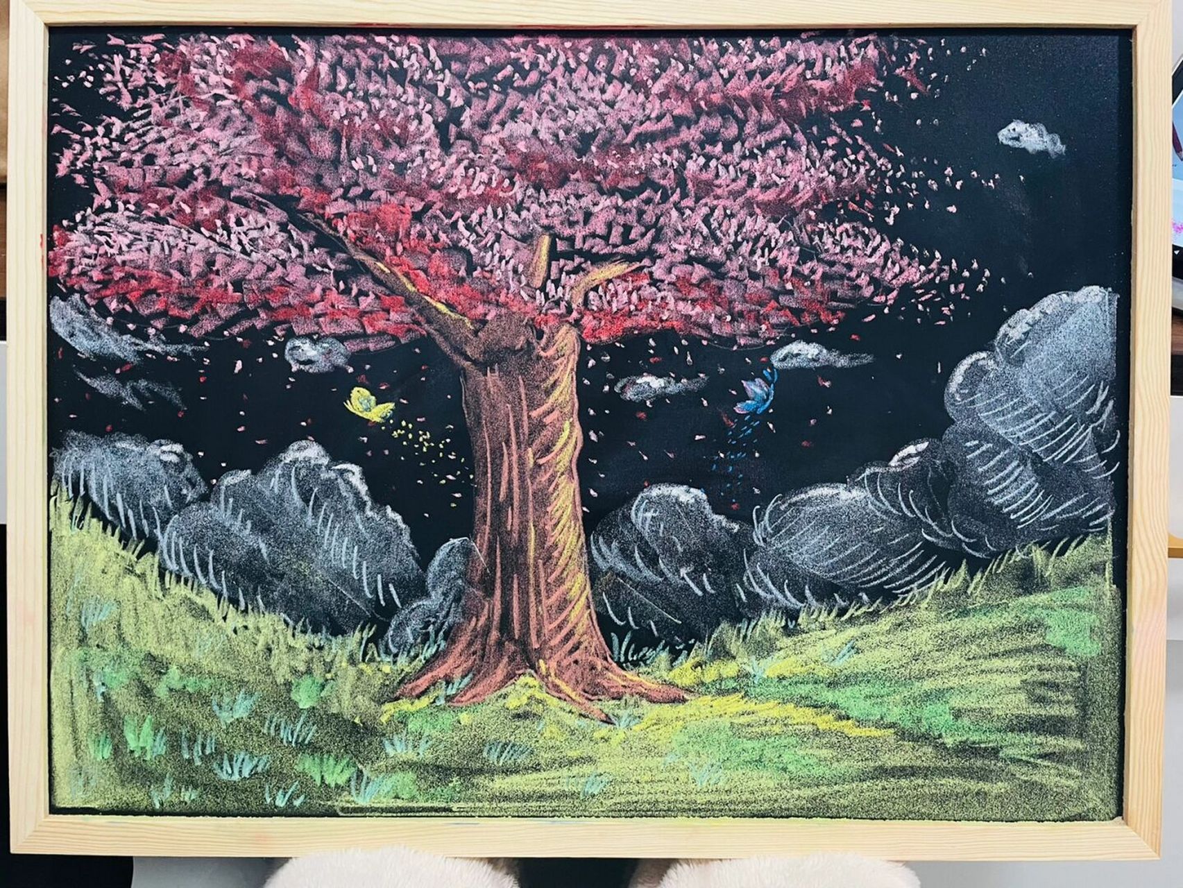 樱花烂漫几多时 恰是微醺春风日#粉笔画# 暖春樱花季 #黑板报素材