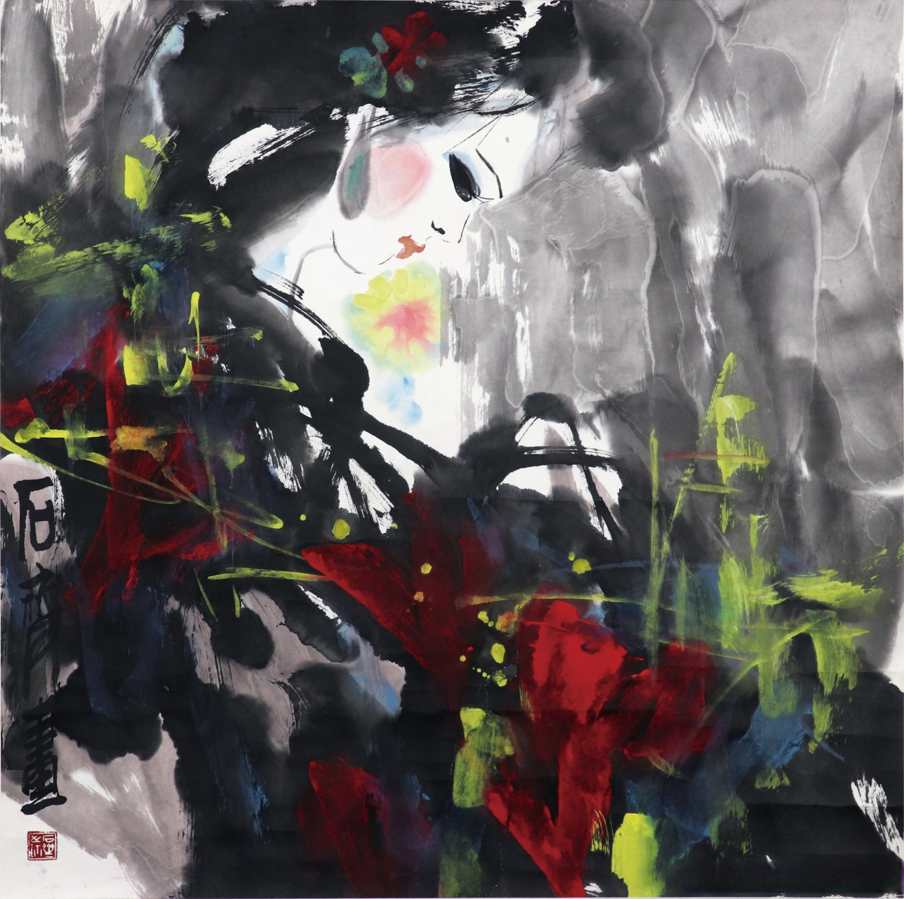 画家石齐人物画