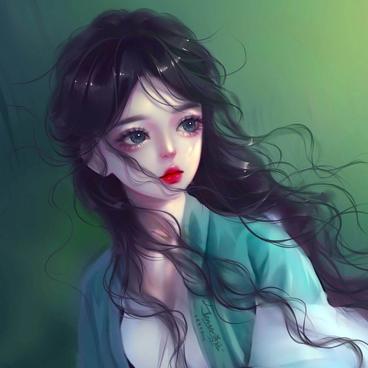 娃娃头像,太喜欢了 夏夏天里的一抹小清新, 工具0015电脑 手绘板