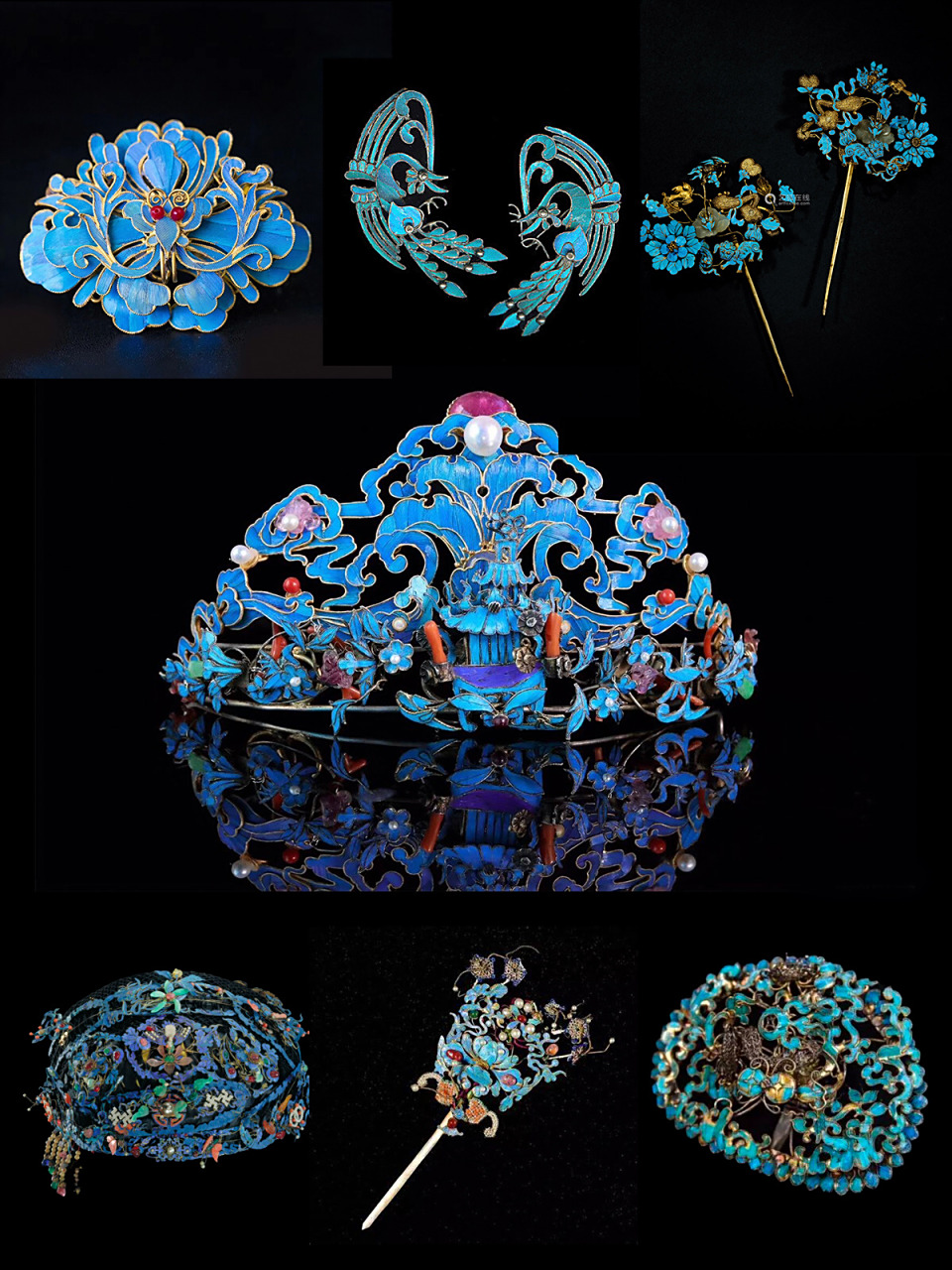 【工艺说】点翠:翠鸟之羽,点着成珍 96点翠大致起源于汉代,是一项