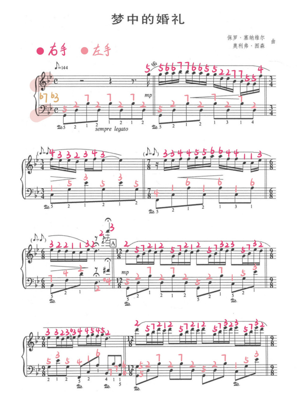 《梦中的婚礼》钢琴双手简谱99 新的一年 祝大家阖家春节幸福快乐
