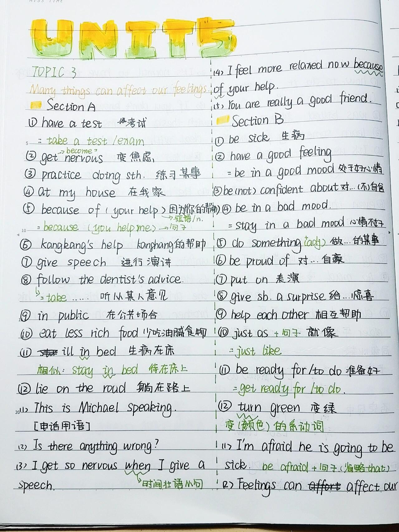 【八年级】英语笔记||u5t3||仁爱版