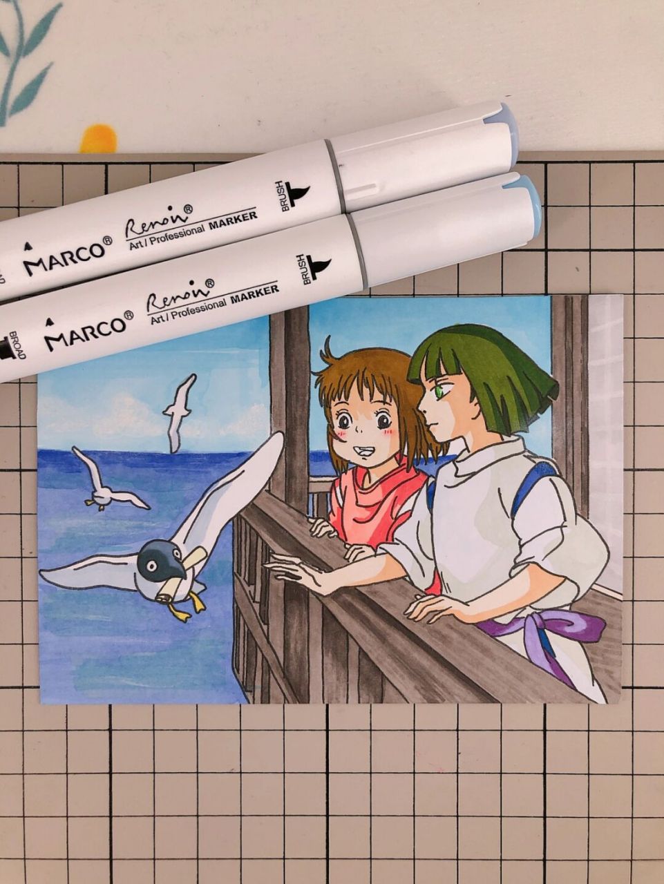第266幅|千与千寻马克笔手绘.
