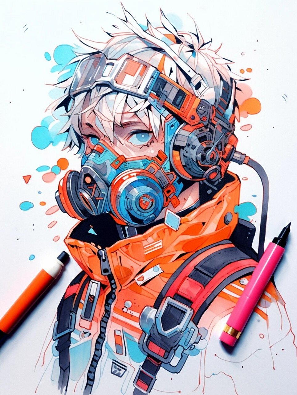 马克笔科技赛博人物|手绘素材 #插画师分享# #插画# #科技插画# #科技