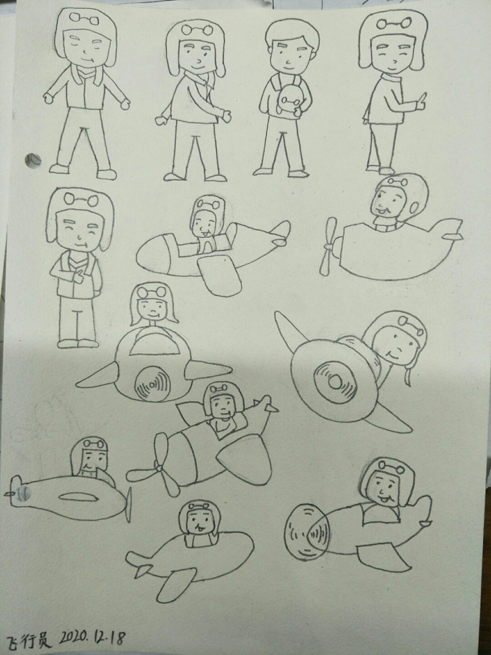 简笔画飞行员,坚持打卡 #绘画