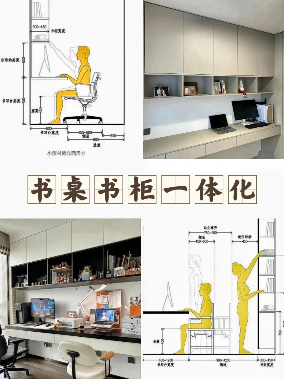 书桌书柜一体化设计尺寸丨🉑直接抄作业📚 📚书房是在家最好的