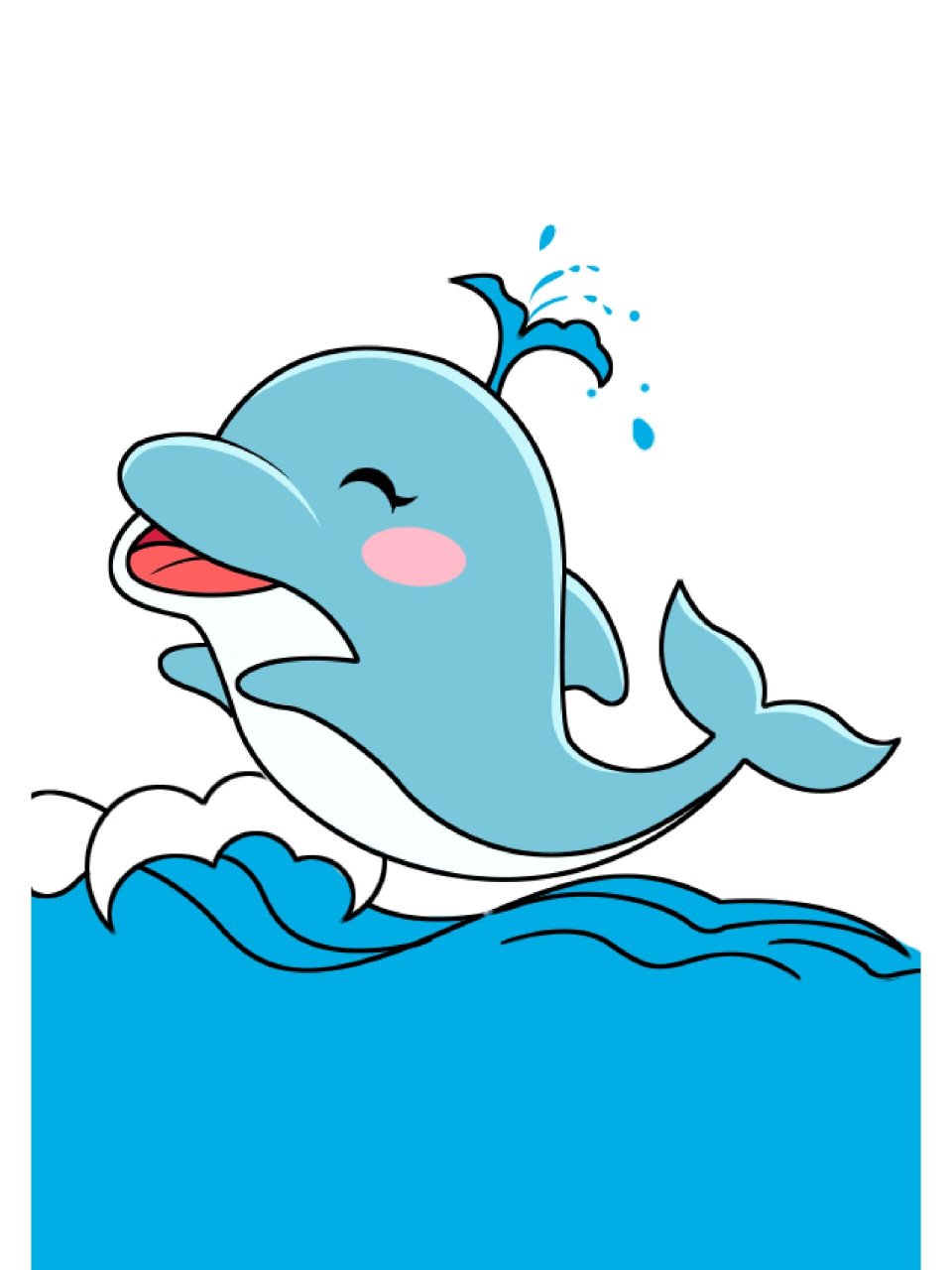 儿童简笔画|海豚 简单又可爱的海豚98,暑假陪孩子一起画起来吧