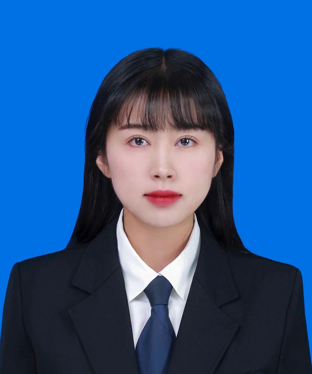 正装西服领带女孩证件照寸照