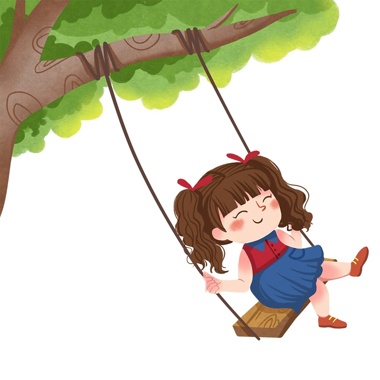 插画31|儿童画|免抠人物|荡呀荡秋千 上期有了一波荡秋千的插画,可能