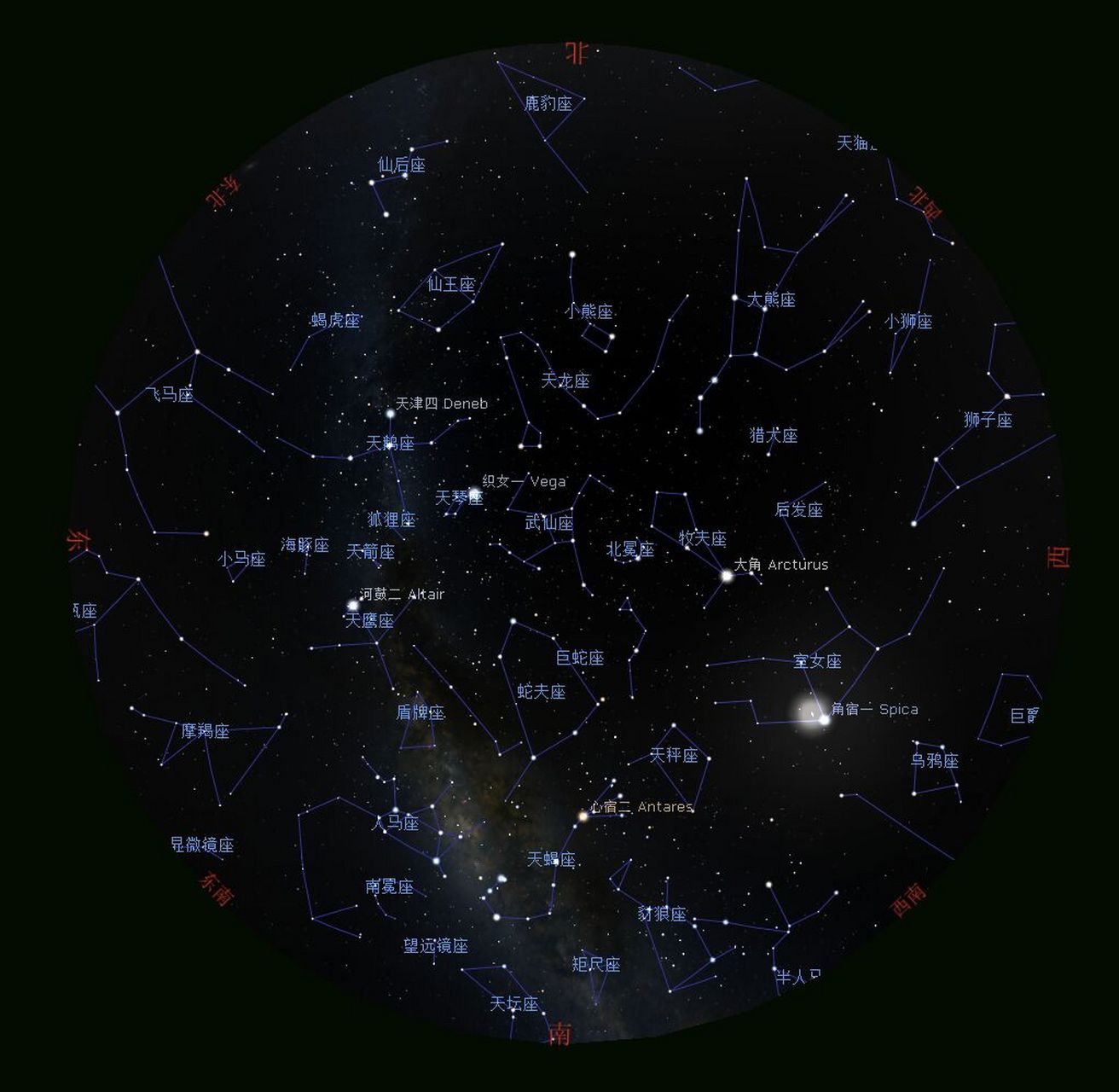 北半球9月星空图图片