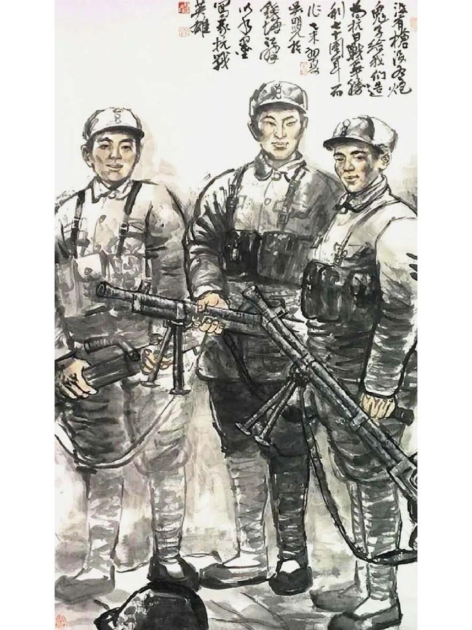 见证历史的时刻,让我们欣赏一组抗战国画 今天的这组国画,水墨表现力