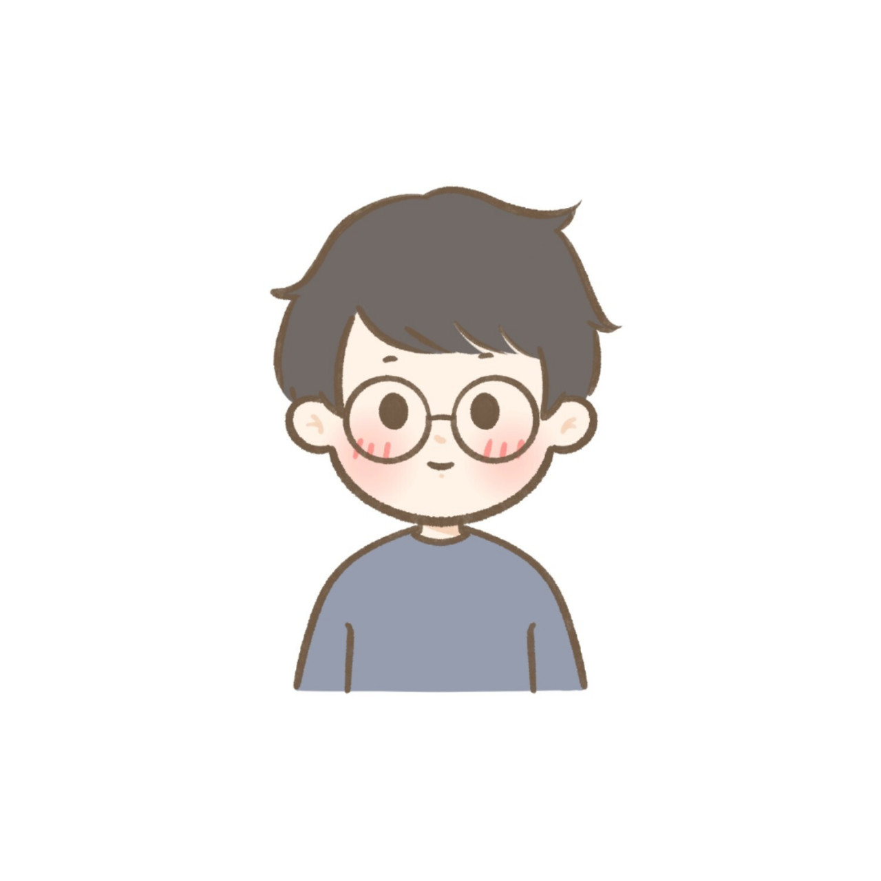 简笔画男生头像 今日分享《戴眼镜的男生》和之前三朵小红花是情侣头.