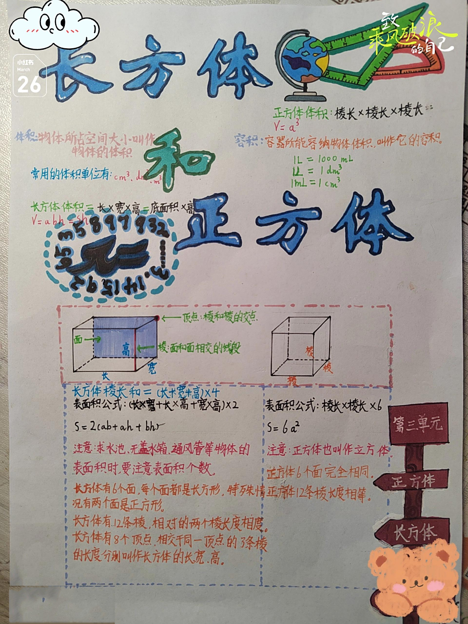 长方体和正方体手抄报(五下)(第三单元) 长方体和正方体手抄报(五下)